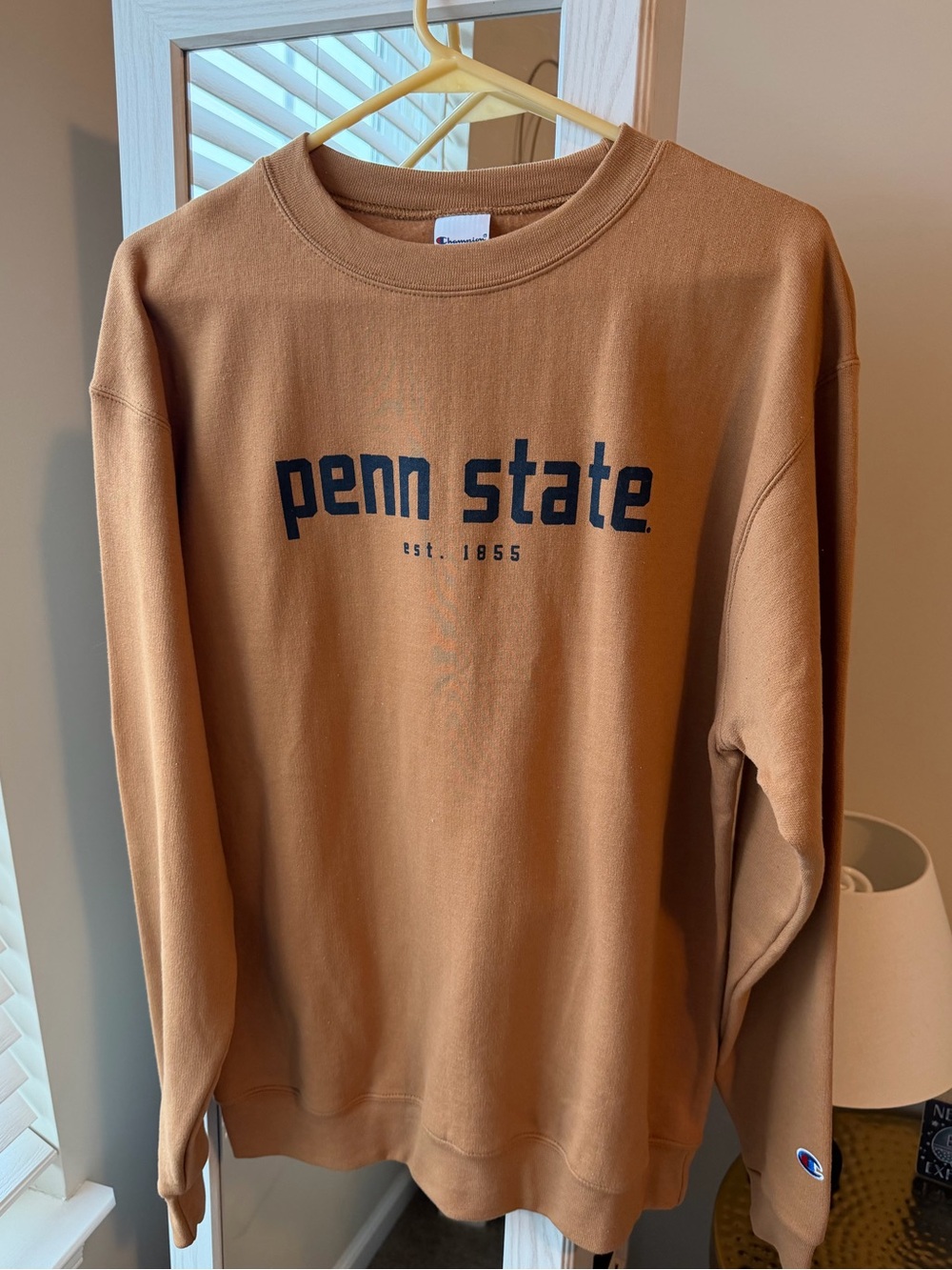 Champion Penn State Crewneck Sweatshirt - Tan with Navy Print